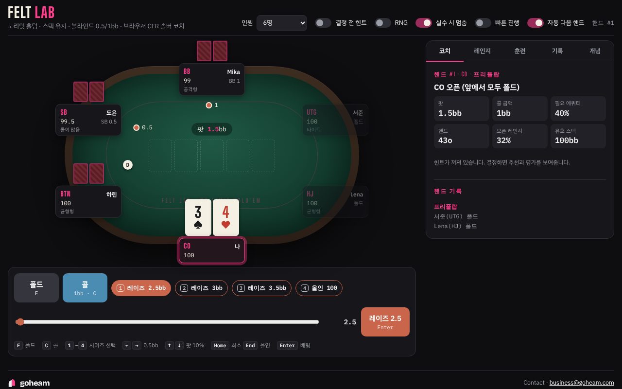 Felt Lab hold'em table